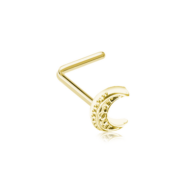 Golden Filigree Moon WildKlass L-Shape Nose Ring-WildKlass Jewelry