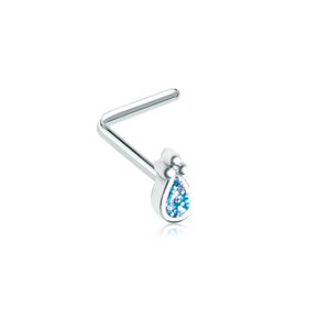 Glamourous Sparkling Teardrop WildKlass L-Shape Nose Ring-WildKlass Jewelry