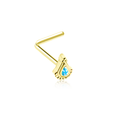 Golden Bollywood Glitter WildKlass L-Shape Nose Ring-WildKlass Jewelry