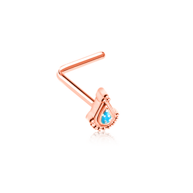 Rose Gold Bollywood Glitter WildKlass L-Shape Nose Ring-WildKlass Jewelry