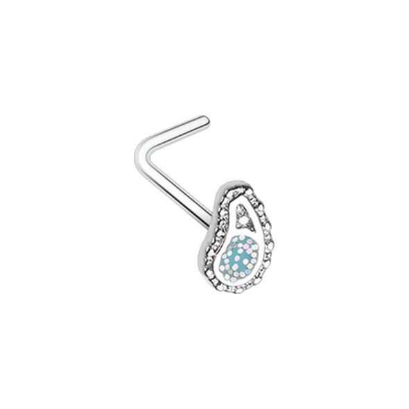 Sparkling Ornate Paisley WildKlass L-Shape Nose Ring-WildKlass Jewelry
