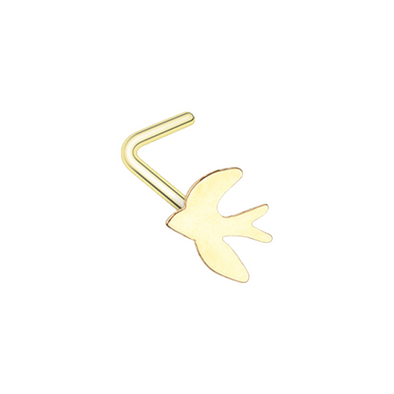 Golden Soaring Swallow WildKlass L-Shape Nose Ring-WildKlass Jewelry