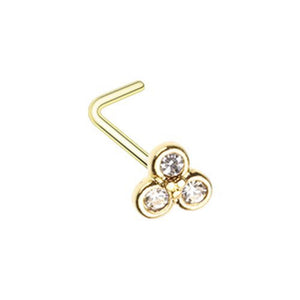 Golden Bezel Trilogy WildKlass L-Shape Nose Ring-WildKlass Jewelry