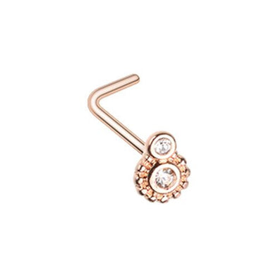 Rose Gold Steampunk Gear WildKlass L-Shape Nose Ring-WildKlass Jewelry