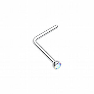 Press Fit Gem Top L-Shaped Nose Ring-WildKlass Jewelry