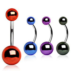316L Surgical Steel Navel Ring with Vacuum-Coated Metallic Acrylic Balls-WildKlass Jewelry