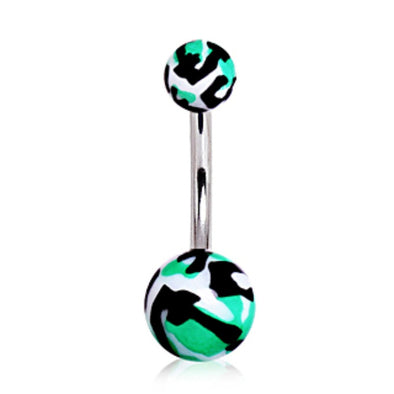 UV Acrylic Green Camouflage Navel Ring-WildKlass Jewelry
