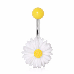 316L Surgical Steel Acrylic Dainty Daisy Navel Ring-WildKlass Jewelry