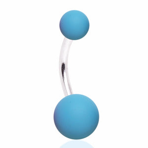 316L Stainless Steel Navel Ring with Rubber Coated Balls-WildKlass Jewelry