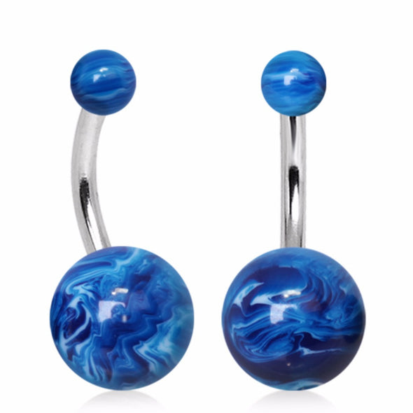 UV Acrylic Blue Marble Navel Ring-WildKlass Jewelry