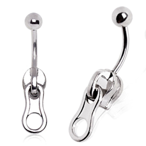 316L Surgical Steel Zipper Navel Ring-WildKlass Jewelry