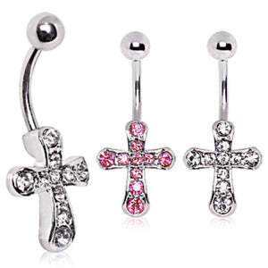 316L Surgical Steel Cross Navel Ring-WildKlass Jewelry