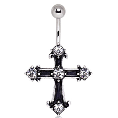 316L Surgical Steel Gothic Cross Navel Ring-WildKlass Jewelry