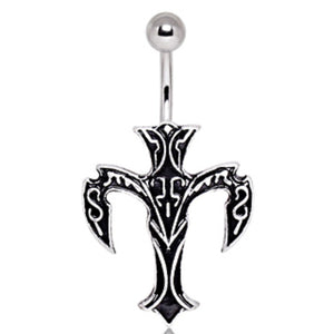 316L Surgical Steel Wicked Cross Navel Ring-WildKlass Jewelry