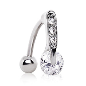 316L Surgical Steel Top Down Round CZ Navel Ring-WildKlass Jewelry