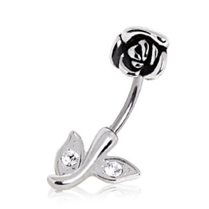 316L Surgical Steel Rose Navel Ring-WildKlass Jewelry