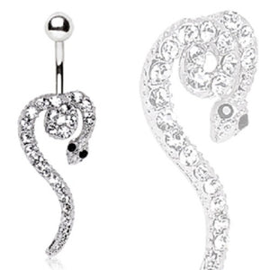 316L Surgical Steel Multi CZ Snake Navel Ring-WildKlass Jewelry