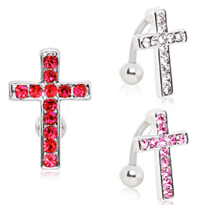 316L Surgical Steel Top Down Cross Navel Ring-WildKlass Jewelry