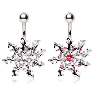 316L Surgical Steel Sunburst CZ Navel Ring-WildKlass Jewelry