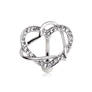 316L Surgical Steel Intertwined Hearts Top Down Navel Ring-WildKlass Jewelry