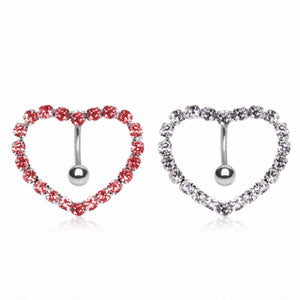 316L Surgical Steel Prong-Set Gemmed Heart Top Down Navel Ring-WildKlass Jewelry