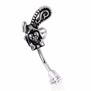 316L Surgical Steel Decorative Pistol Navel Ring-WildKlass Jewelry