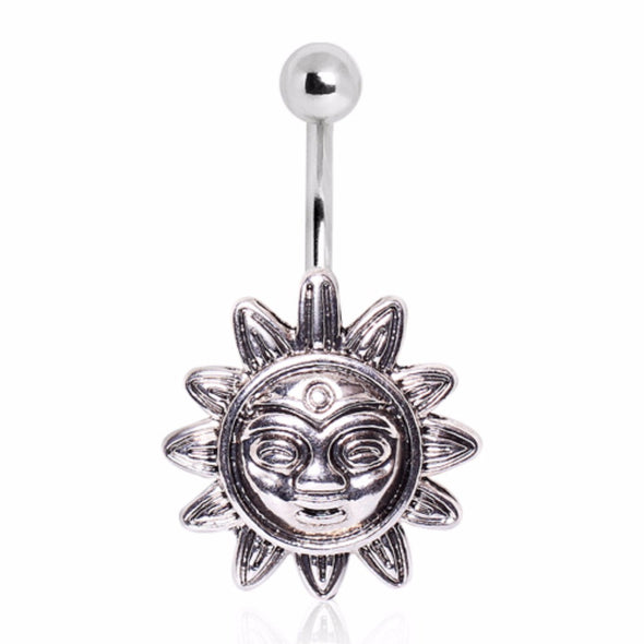 316L Surgical Steel Smiling Sunflower Navel Ring-WildKlass Jewelry