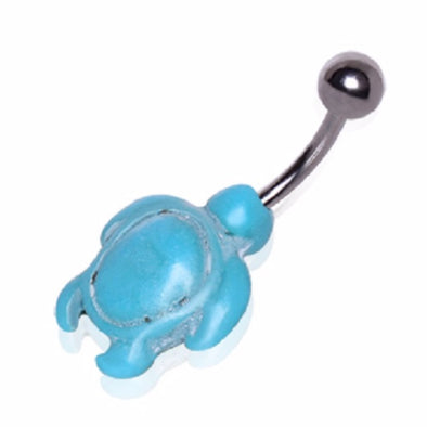 316L Surgical Steel Turquoise Tortoise Navel Ring-WildKlass Jewelry