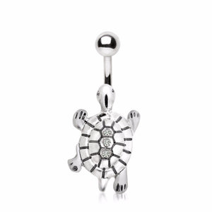 316L Stainless Steel Gemmed Turtle Navel Ring-WildKlass Jewelry