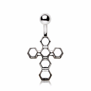 316L Stainless Steel Classic Bubble Cross Navel Ring-WildKlass Jewelry