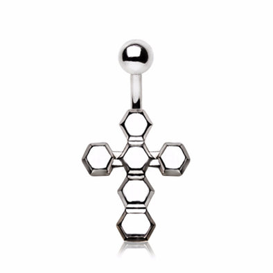 316L Stainless Steel Classic Bubble Cross Navel Ring-WildKlass Jewelry