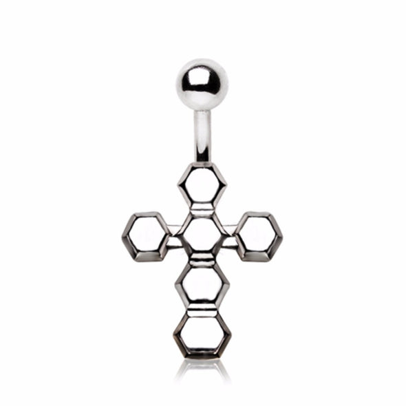 316L Stainless Steel Classic Bubble Cross Navel Ring-WildKlass Jewelry
