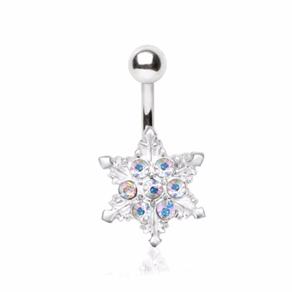 316L Stainless Steel Dazzle Snowflake Navel Ring-WildKlass Jewelry
