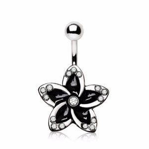 316L Stainless Steel Midnight Flower Navel Ring-WildKlass Jewelry