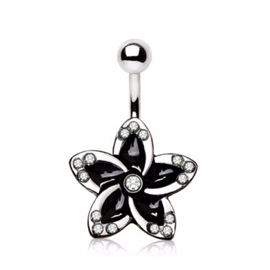 316L Stainless Steel Midnight Flower Navel Ring-WildKlass Jewelry