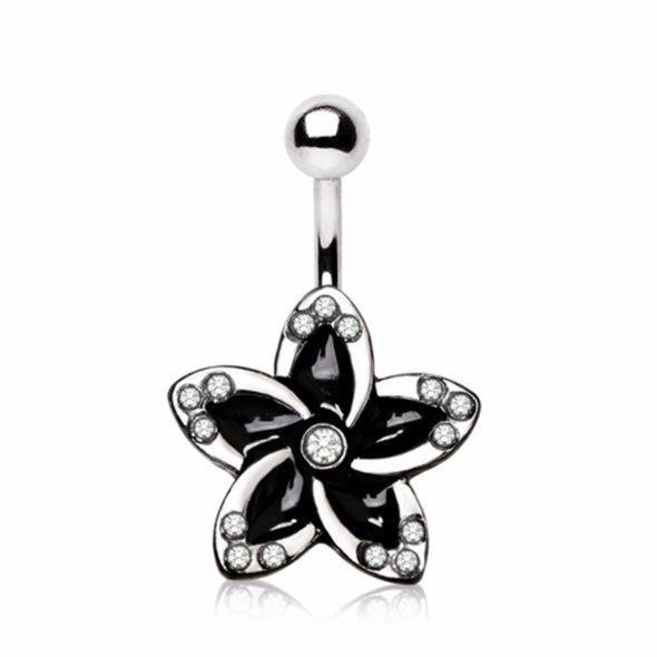 316L Stainless Steel Midnight Flower Navel Ring-WildKlass Jewelry