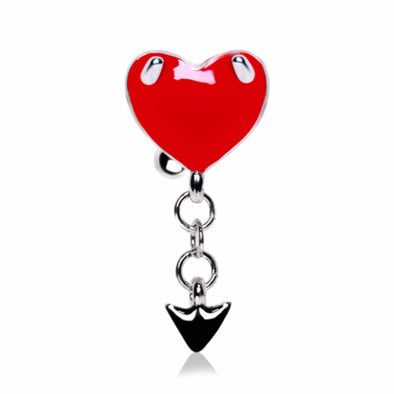 316L Stainless Steel Devil's Heart Top down Navel Ring-WildKlass Jewelry