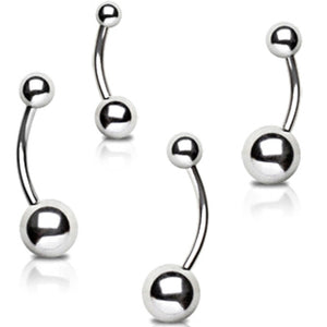 316L Surgical Steel Belly Button Ring with Balls-WildKlass Jewelry