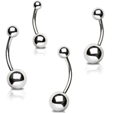 316L Surgical Steel Belly Button Ring with Balls-WildKlass Jewelry