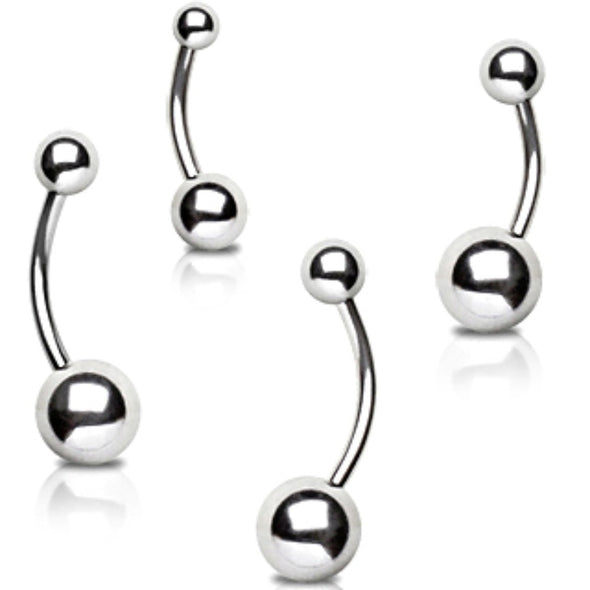 316L Surgical Steel Belly Button Ring with Balls-WildKlass Jewelry