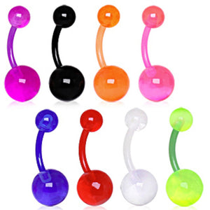 BioFlex Navel Ring with Transparent UV Acrylic Balls-WildKlass Jewelry