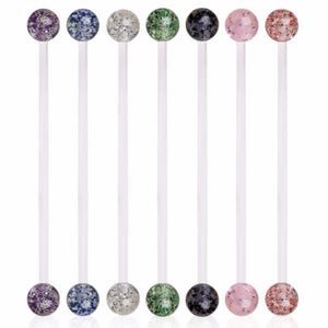 BioFlex Pregnancy Navel Ring with UV Coated Acrylic Glitter Balls-WildKlass Jewelry