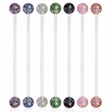 BioFlex Pregnancy Navel Ring with UV Coated Acrylic Glitter Balls-WildKlass Jewelry