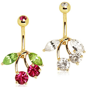 Gold Plated Cherry Navel Ring-WildKlass Jewelry
