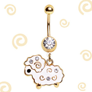 Gold Plated White Lamb Navel Ring-WildKlass Jewelry