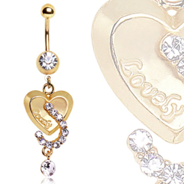 Gold Plated Lovely Heart Navel Ring-WildKlass Jewelry