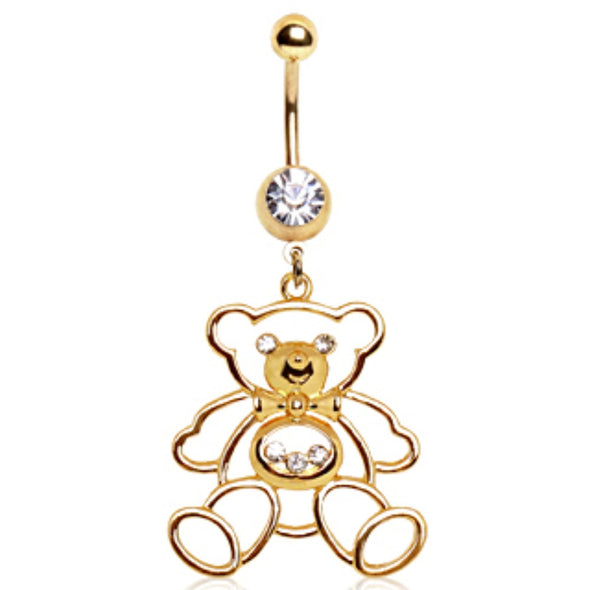 Gold Plated Big PaPa Bear Navel Ring-WildKlass Jewelry