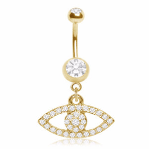 Gold Plated Multi-CZ Seeing Eye Navel Ring-WildKlass Jewelry