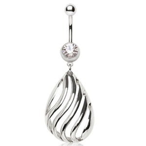 316L Surgical Steel Navel Ring with Kisses Shaped Dangle-WildKlass Jewelry