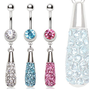 316L Surgical Steel Navel Ring with Purfume Bottle Shaped Dangle-WildKlass Jewelry